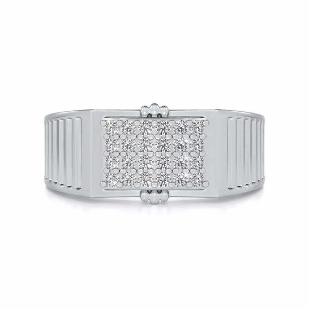 Bulge Silver Ring For Men - White Gold - Image 4