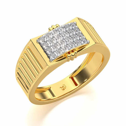 Bulge Silver Ring For Men - Yellow Gold - Image 1