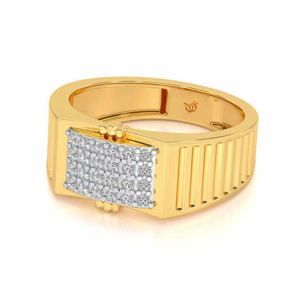 Bulge Silver Ring For Men - Yellow Gold - Image 2
