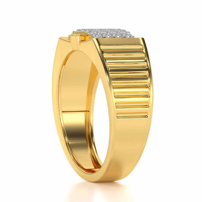 Bulge Silver Ring For Men - Yellow Gold - Image 3