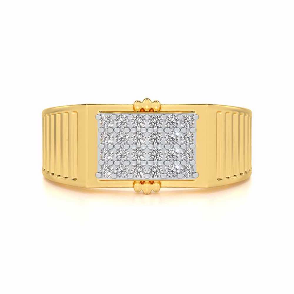 Bulge Silver Ring For Men - Yellow Gold - Image 4