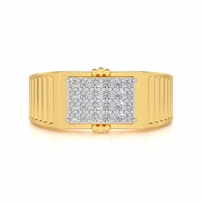 Bulge Silver Ring For Men - Yellow Gold - Image 4