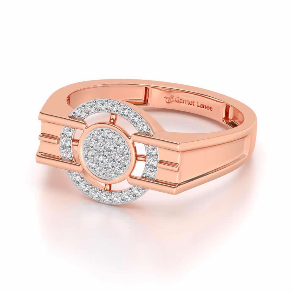 Bull Eye Silver Ring For Men - Rose Gold - Image 2