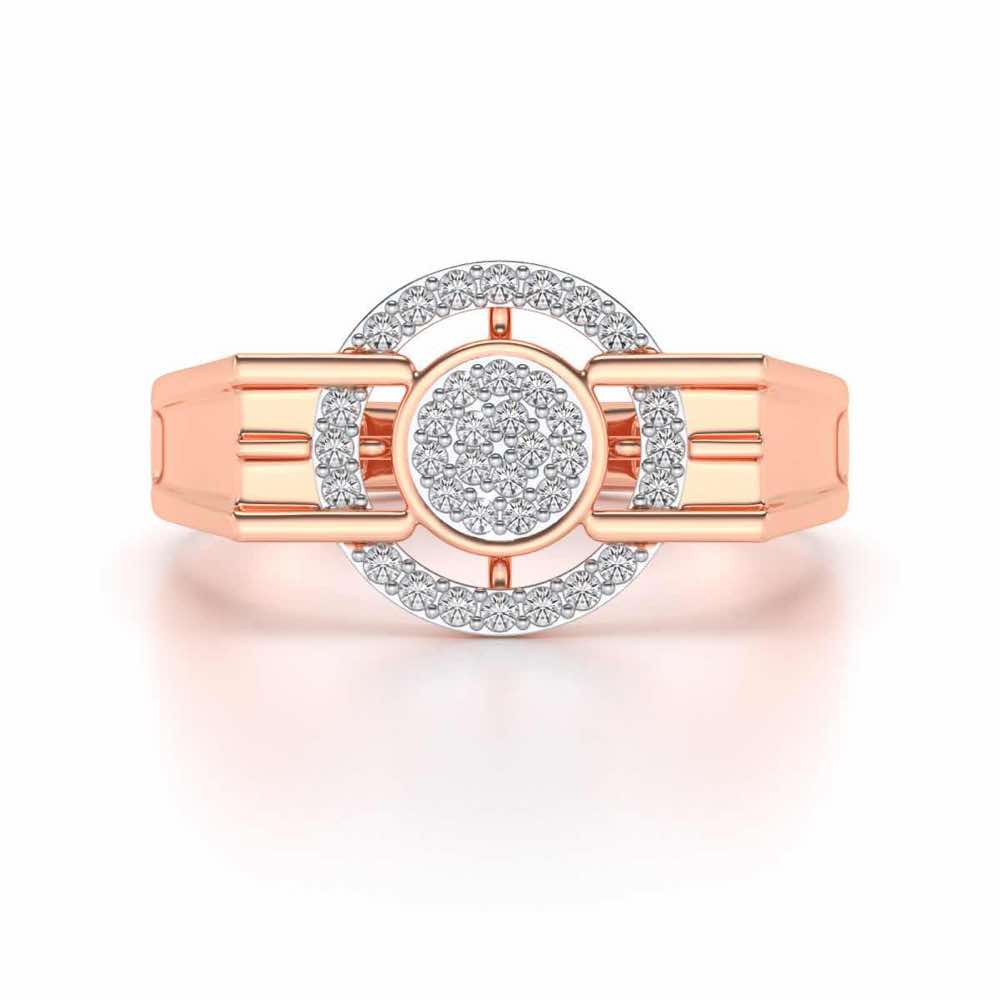 Bull Eye Silver Ring For Men - Rose Gold - Image 4