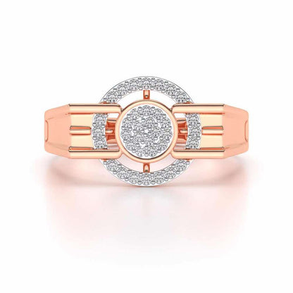 Bull Eye Silver Ring For Men - Rose Gold - Image 4