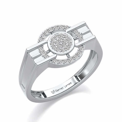 Bull Eye Silver Ring For Men - White Gold - Image 1