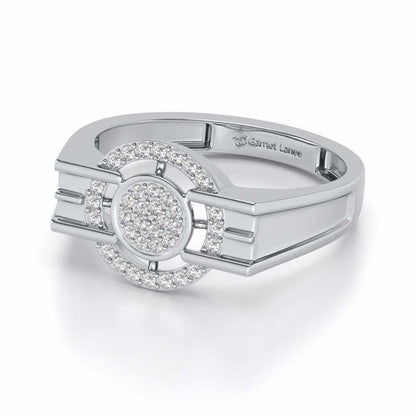 Bull Eye Silver Ring For Men - White Gold - Image 2