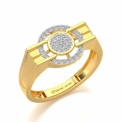 Bull Eye Silver Ring For Men - Yellow Gold - Image 1