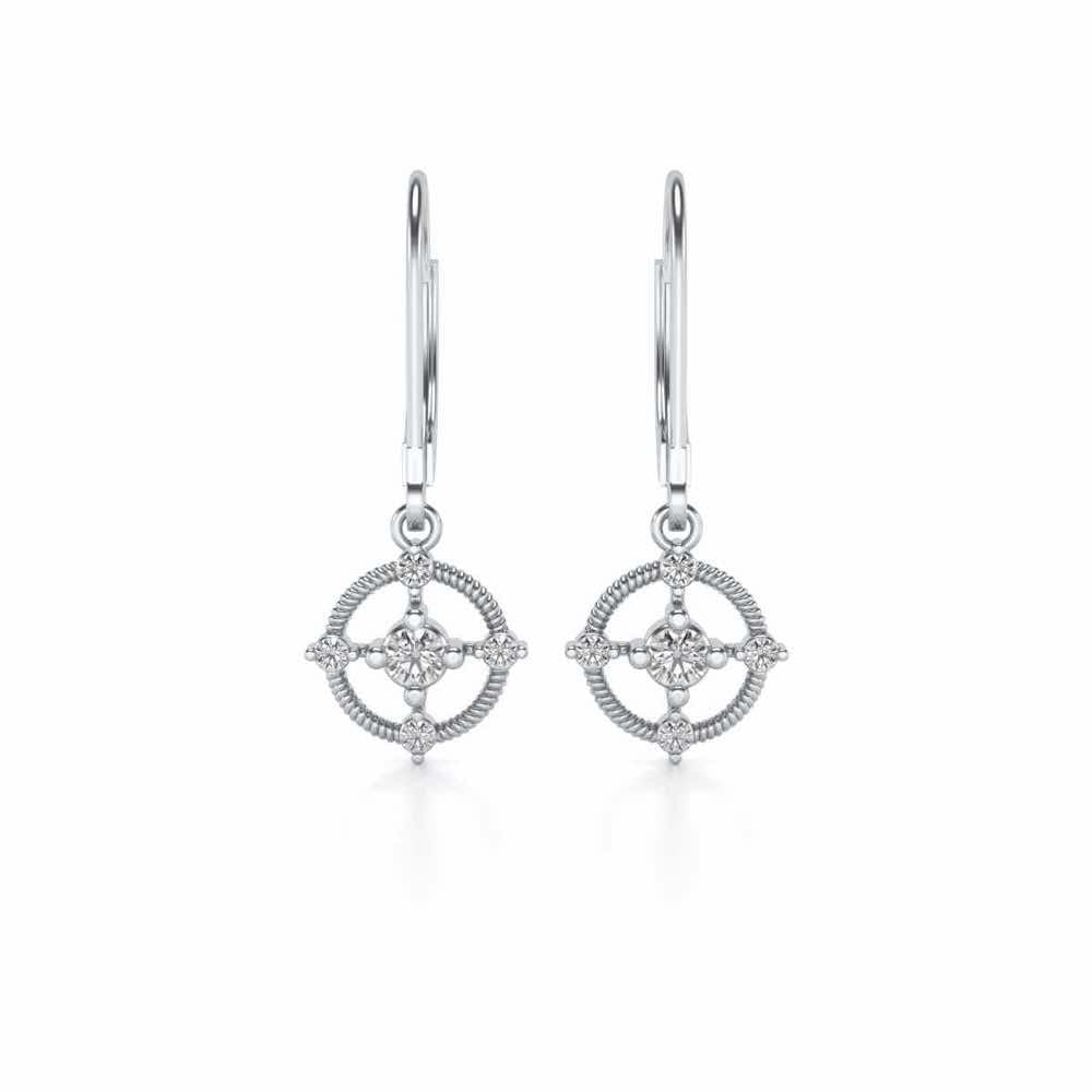 Bullseye Hanging Earrings - White Gold - Image 1