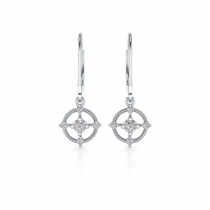 Bullseye Hanging Earrings - White Gold - Image 1