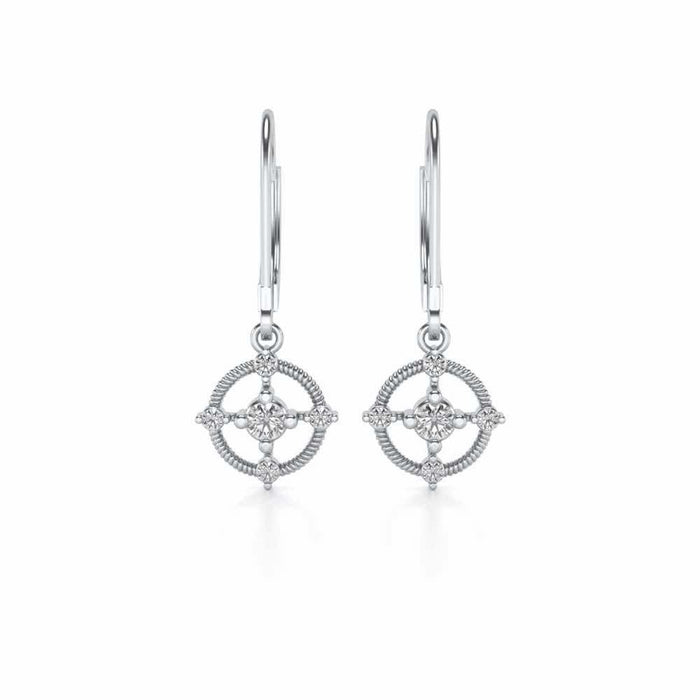 Bullseye Hanging Earrings - White Gold - Image 1