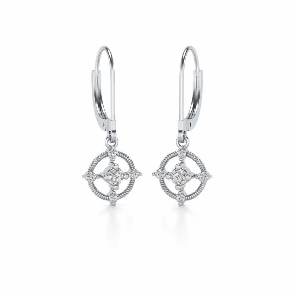 Bullseye Hanging Earrings - White Gold - Image 2