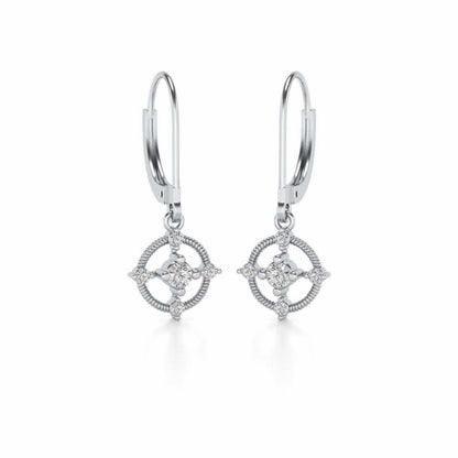 Bullseye Hanging Earrings - White Gold - Image 2