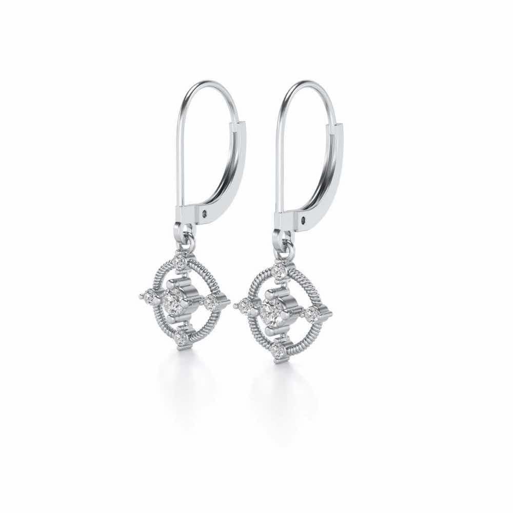 Bullseye Hanging Earrings - White Gold - Image 3