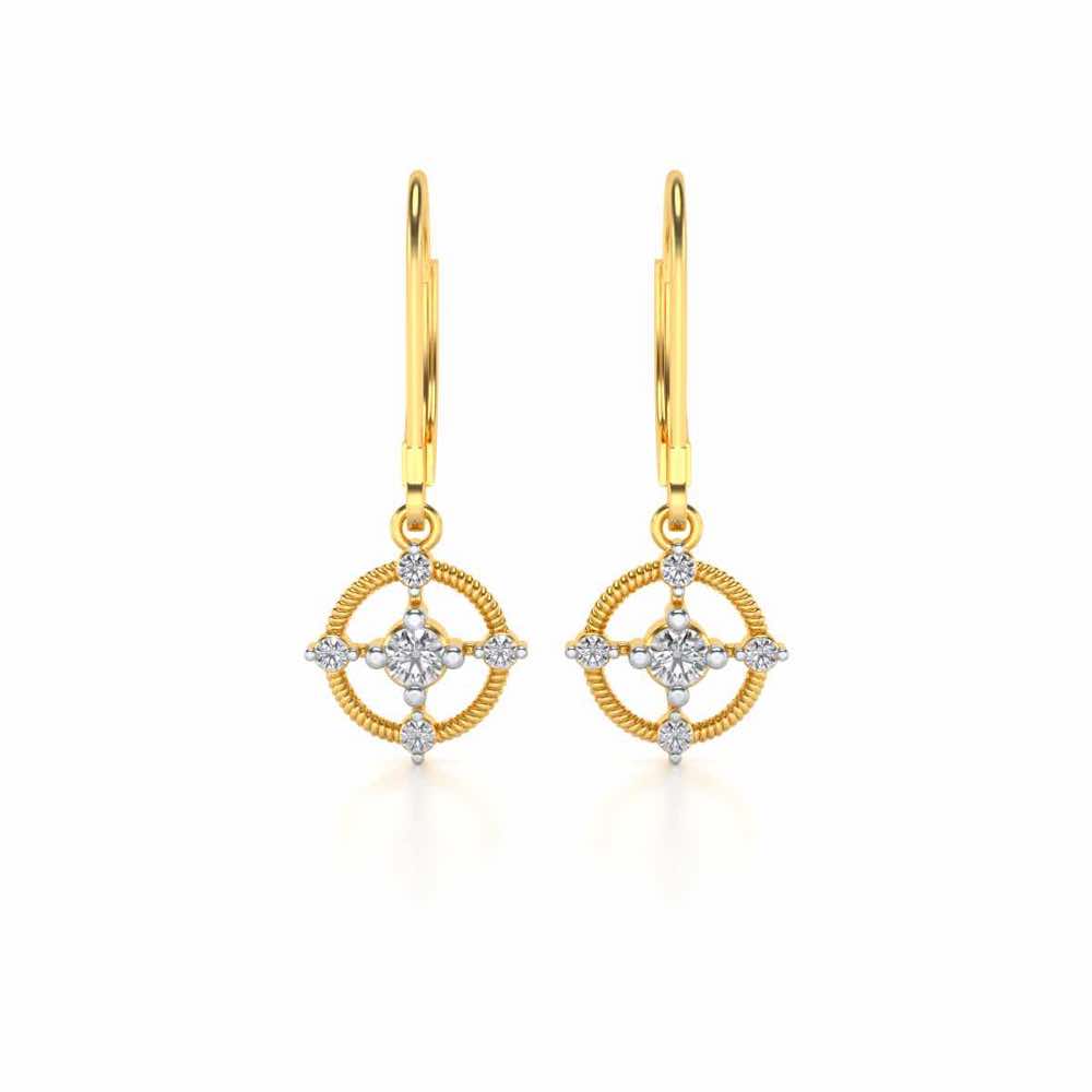 Bullseye Hanging Earrings - Yellow Gold - Image 1