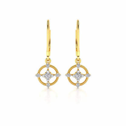 Bullseye Hanging Earrings - Yellow Gold - Image 1