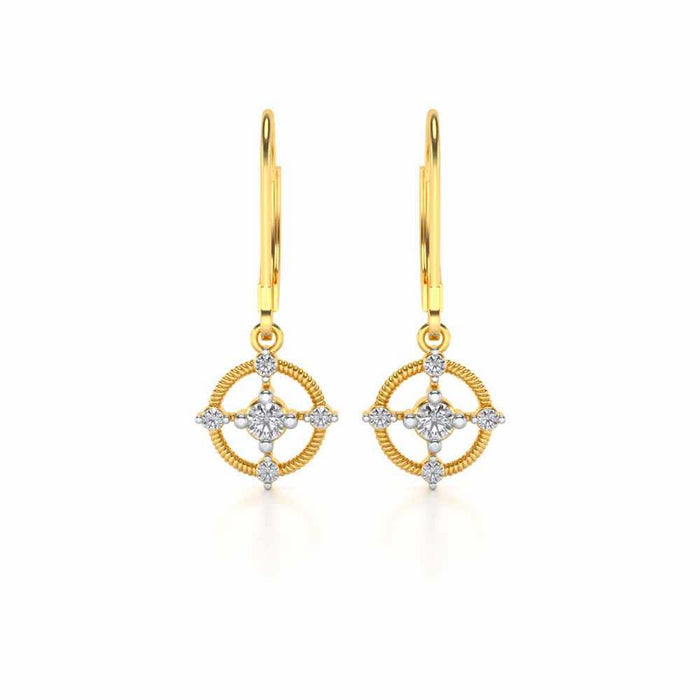 Bullseye Hanging Earrings - Yellow Gold - Image 1