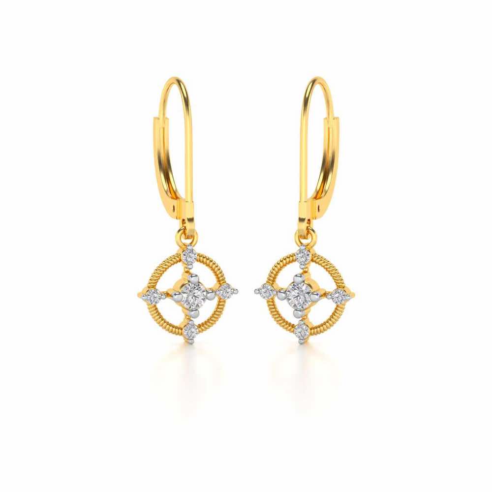 Bullseye Hanging Earrings - Yellow Gold - Image 2