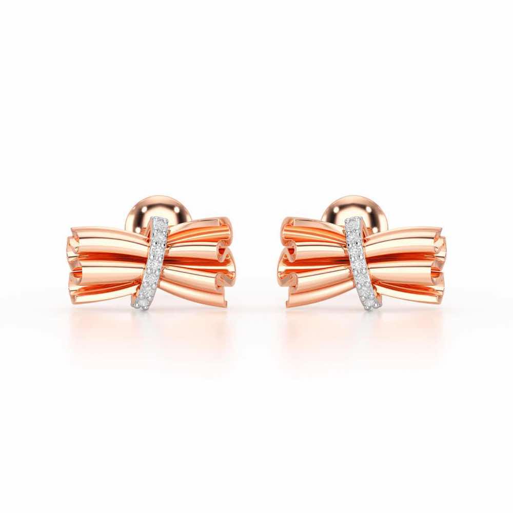 Bundle Shine Silver Stud Earrings - Rose Gold - Image 1
