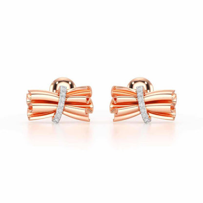 Bundle Shine Silver Stud Earrings - Rose Gold - Image 1