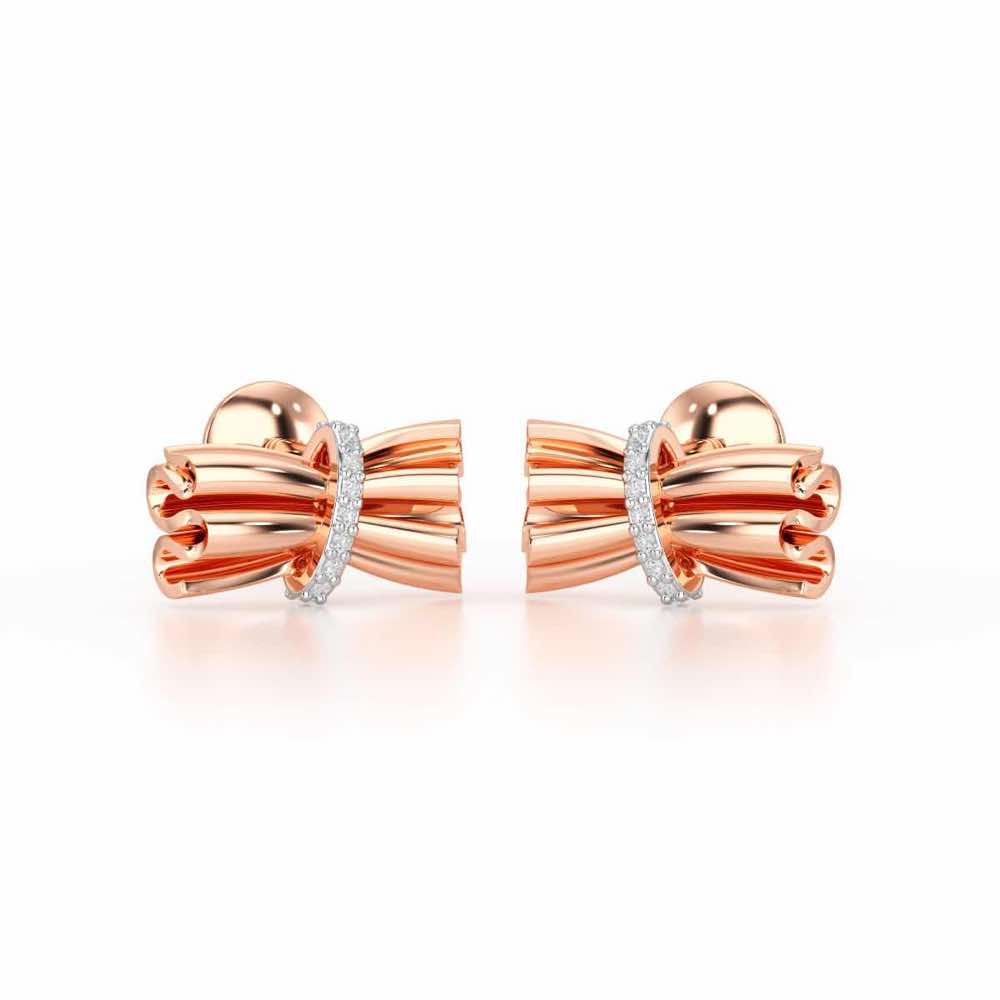 Bundle Shine Silver Stud Earrings - Rose Gold - Image 2