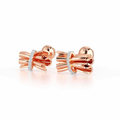Bundle Shine Silver Stud Earrings - Rose Gold - Image 3