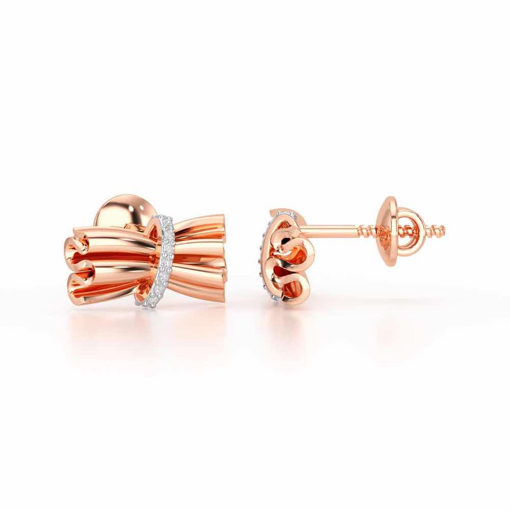 Bundle Shine Silver Stud Earrings - Rose Gold - Image 4
