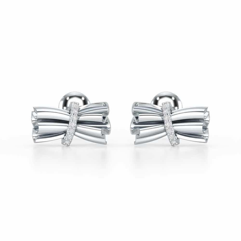 Bundle Shine Silver Stud Earrings - White Gold - Image 1