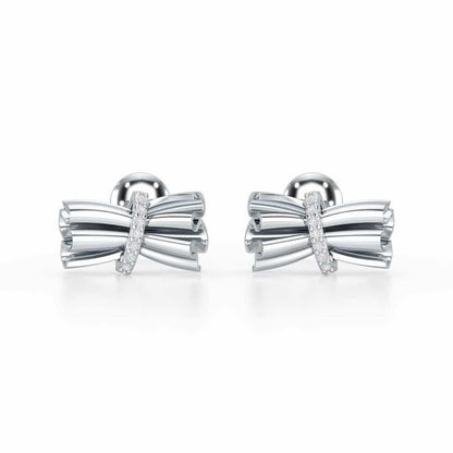 Bundle Shine Silver Stud Earrings - White Gold - Image 1