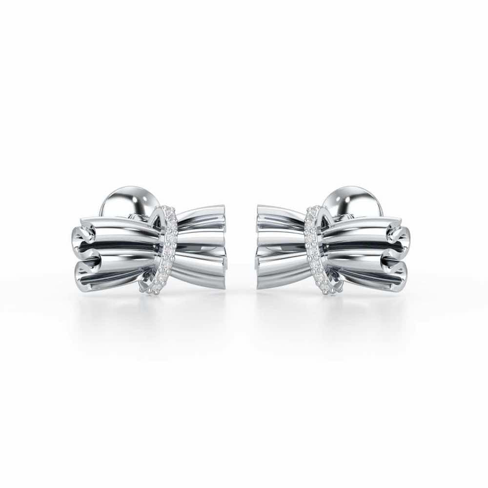 Bundle Shine Silver Stud Earrings - White Gold - Image 2