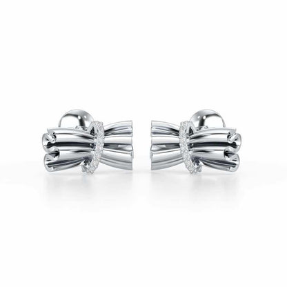 Bundle Shine Silver Stud Earrings - White Gold - Image 2