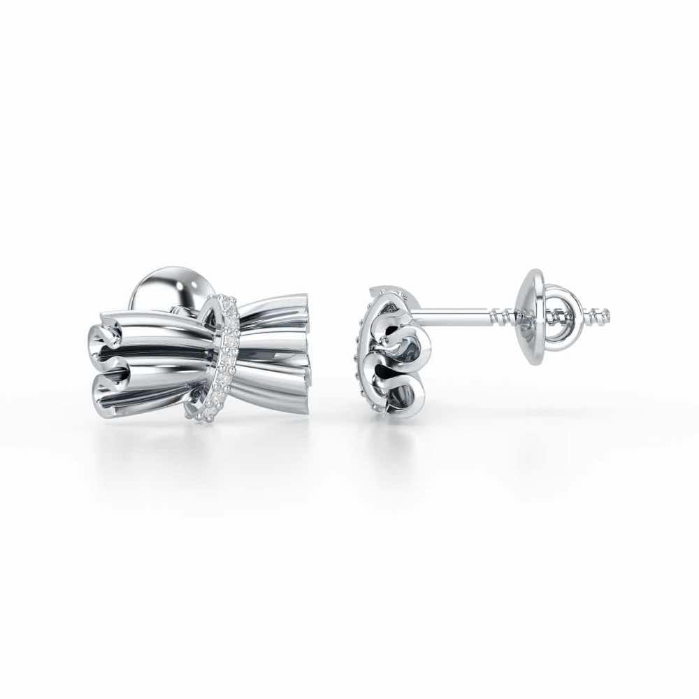 Bundle Shine Silver Stud Earrings - White Gold - Image 4