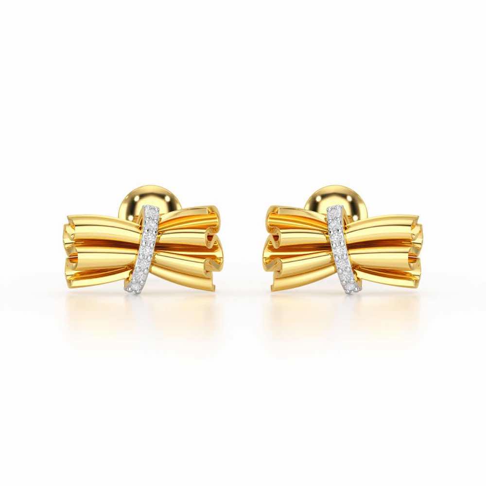 Bundle Shine Silver Stud Earrings - Yellow Gold - Image 1
