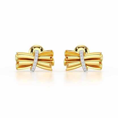 Bundle Shine Silver Stud Earrings - Yellow Gold - Image 1