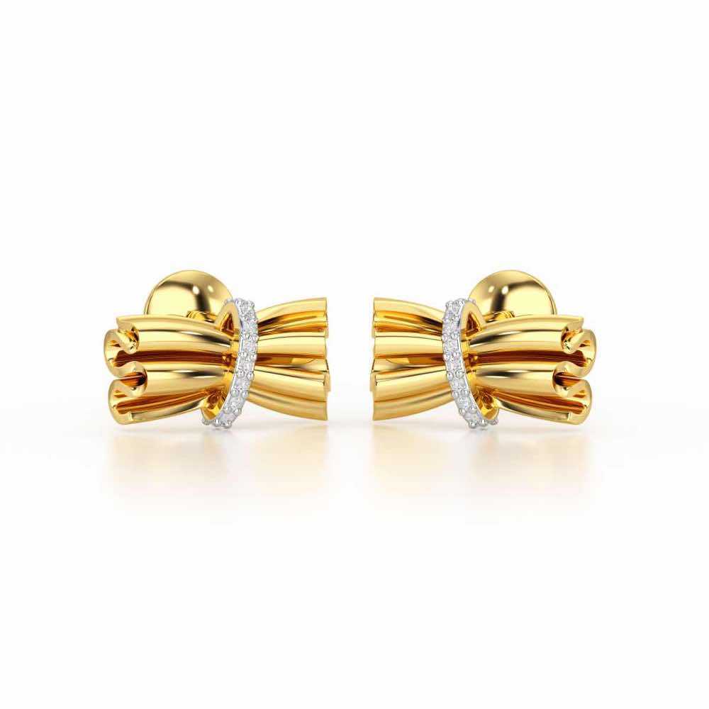Bundle Shine Silver Stud Earrings - Yellow Gold - Image 2