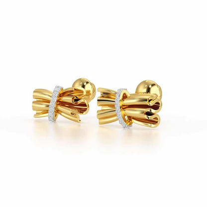 Bundle Shine Silver Stud Earrings - Yellow Gold - Image 3