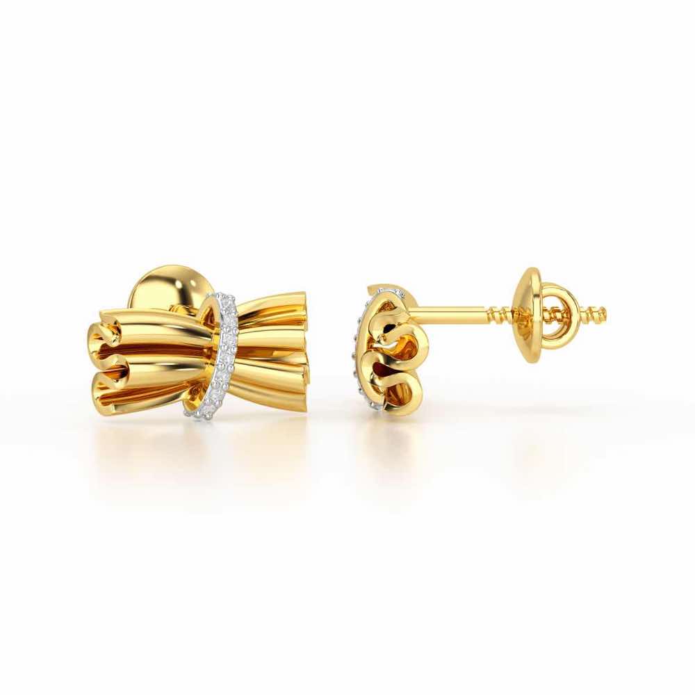 Bundle Shine Silver Stud Earrings - Yellow Gold - Image 4