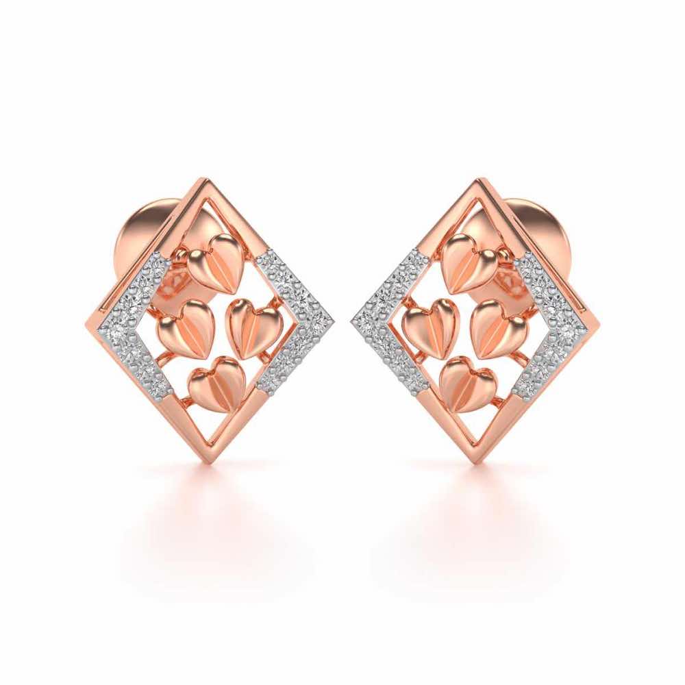 Bundle of Hearts Silver Studs - Rose Gold - Image 1