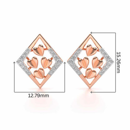Bundle of Hearts Silver Studs - Rose Gold - Image 2