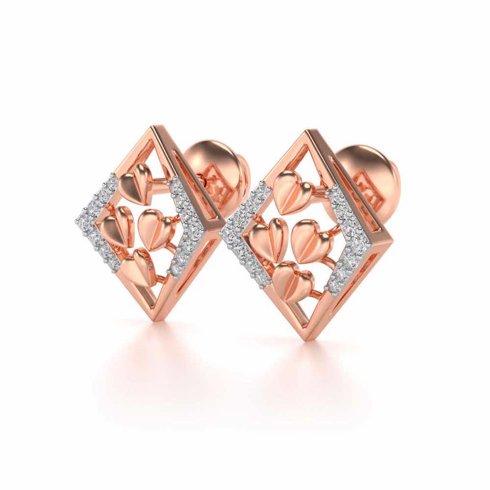 Bundle of Hearts Silver Studs - Rose Gold - Image 3