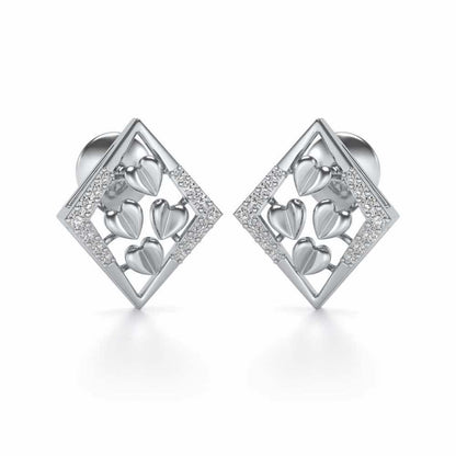 Bundle of Hearts Silver Studs - White Gold - Image 1