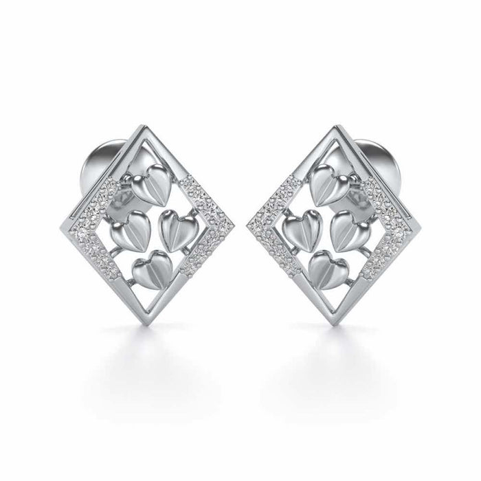 Bundle of Hearts Silver Studs - White Gold - Image 1