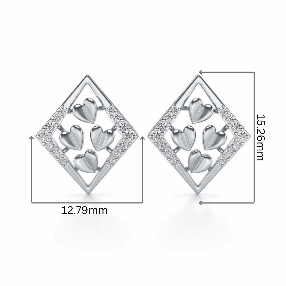 Bundle of Hearts Silver Studs - White Gold - Image 2