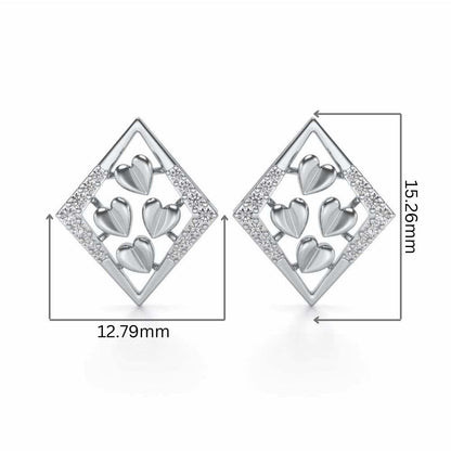 Bundle of Hearts Silver Studs - White Gold - Image 2