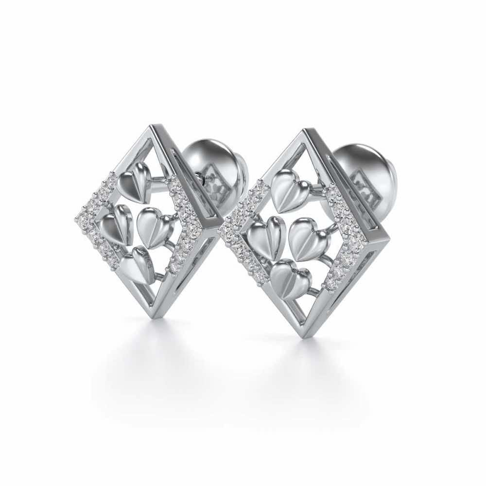 Bundle of Hearts Silver Studs - White Gold - Image 3