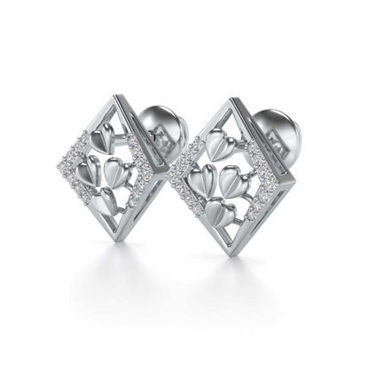 Bundle of Hearts Silver Studs - White Gold - Image 3