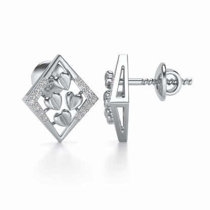 Bundle of Hearts Silver Studs - White Gold - Image 4