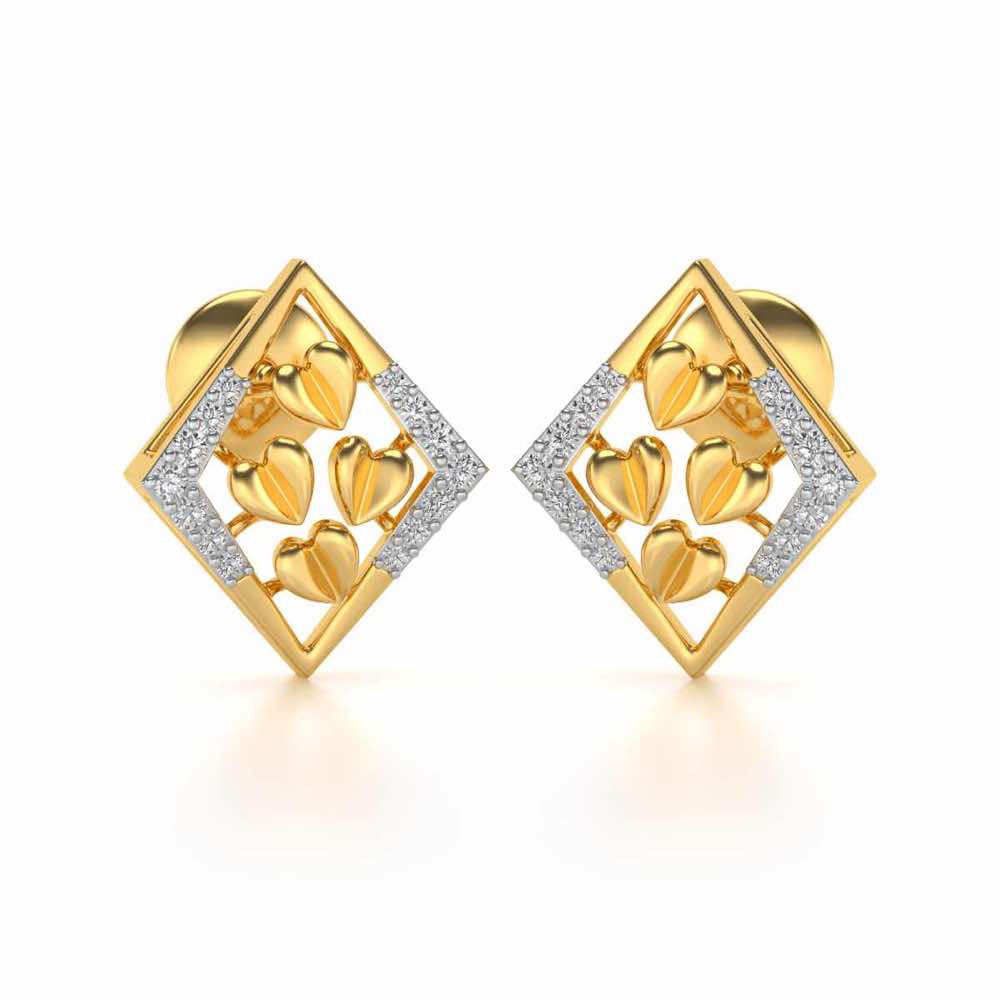 Bundle of Hearts Silver Studs - Yellow Gold - Image 1