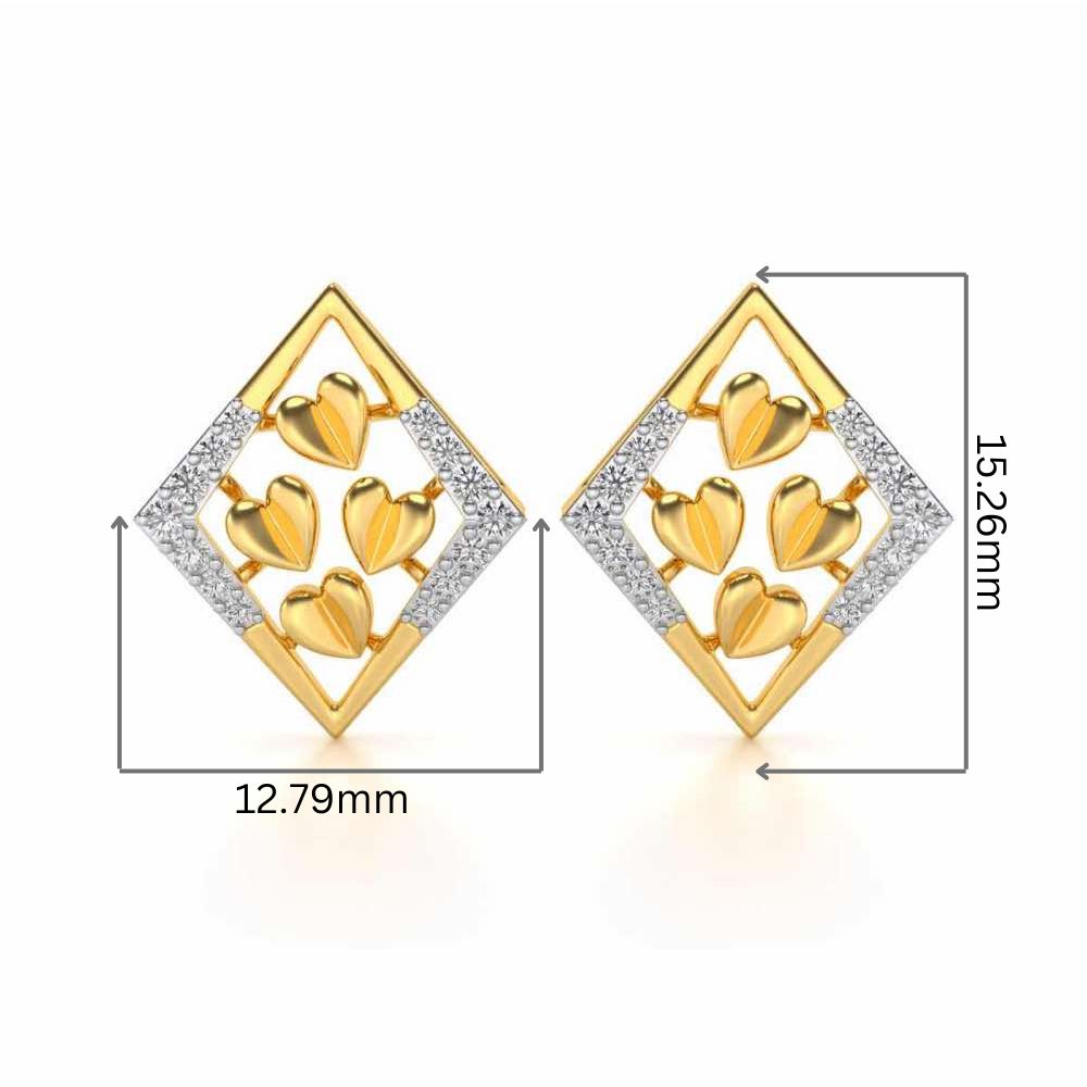 Bundle of Hearts Silver Studs - Yellow Gold - Image 2