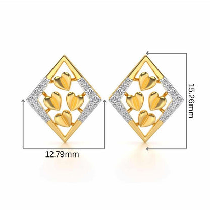 Bundle of Hearts Silver Studs - Yellow Gold - Image 2